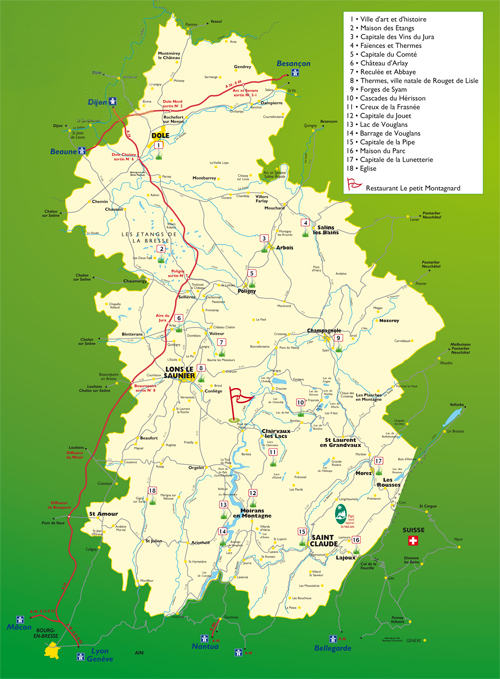 Carte touristique du Jura